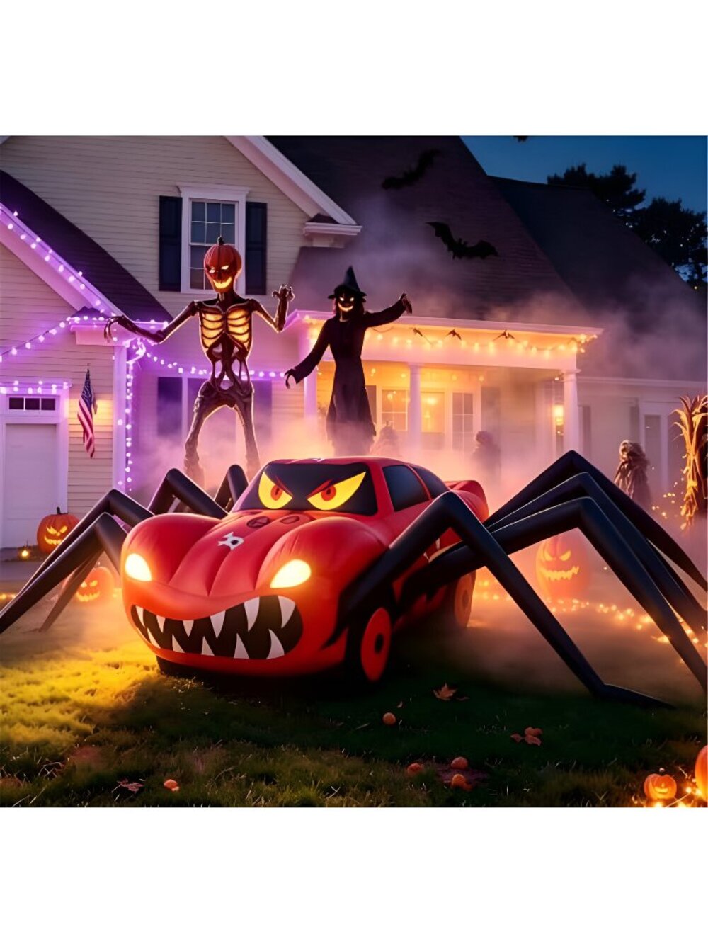 14.8 FT Giant Halloween Inflatables Spider Car Outdoor Decorations